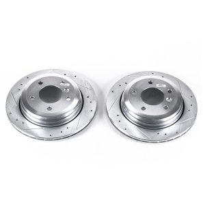 BMW 3 Series Brake Rotors (2) - Rear - PowerStop - Evolution Drilled & Slotted Rotors - Silver - `01-`05 BMW 3 Series Brake Rotors (2) - Rear - PowerStop - Evolution Drilled & Slotted Rotors - Silver - `01-`05