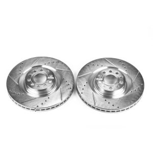 Volkswagen CC Brake Rotors (2) - Front - PowerStop - Evolution Drilled & Slotted - Silver - `09-`11