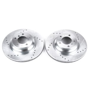 BMW 3 Series Brake Rotors (2) - Front - PowerStop - Evolution Drilled & Slotted - Silver - 2006