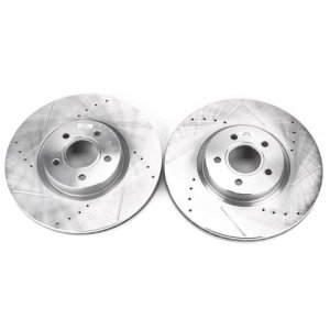 Ford Escape Brake Rotors (2) - Front - PowerStop - Evolution Drilled & Slotted - Silver - `13-`19