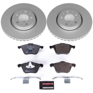 Volvo S60 Brake Kit - Front - PowerStop - Genuine Geomet Coated Rotors + ECE-R90 Certified Pads - `08-`09