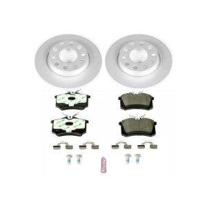 Audi A4 Brake Kit - Rear - PowerStop - Genuine Geomet Coated Rotors + ECE-R90 Certified Pads - `02-`05