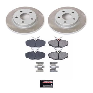 Volvo S60 Brake Kit - Front + Rear - PowerStop - High-Carbon Coated Rotors, ECE-R90 Brake Pads + Hardware Kit - `04-`07