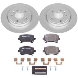 Audi A4 Brake Kit - Rear - PowerStop - Genuine Geomet Coated Rotors + ECE-R90 Brake Pads + Hardware Kit - `05-`09