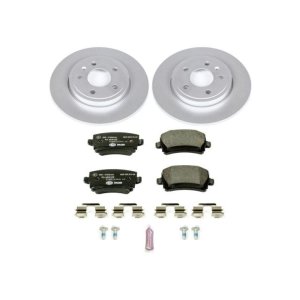 Audi A4 Brake Kit - Rear - PowerStop - Genuine Geomet Coated Rotors + ECE-R90 Brake Pads + Hardware Kit - `05-`09