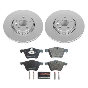 Volvo S60 Brake Kit - Front - PowerStop - Genuine Geomet Coated Rotors + ECE-R90 Certified Pads - `15-`18