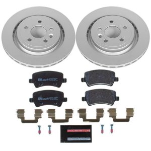 Volvo S60 Brake Kit - Rear - PowerStop - Genuine Geomet Coated Rotors + ECE-R90 Certified Pads - `11-`18