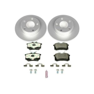 Audi A6 Quattro Brake Kit - Rear - PowerStop - Genuine Geomet Coated Rotors + ECE-R90 Brake Pads + Hardware Kit - `99-`04