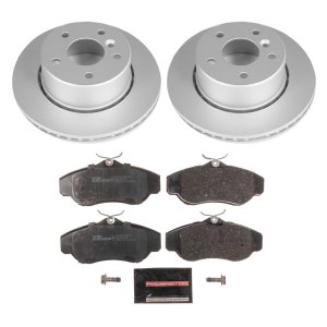 Land Rover Discovery Brake Kit - Front - PowerStop - Genuine Geomet Coated Rotors + ECE-R90 Brake Pads - `99-`04