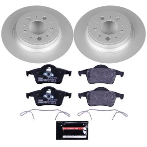 Volvo S60 Brake Kit - Rear - PowerStop - Genuine Geomet Coated Rotors + ECE-R90 Certified Pads - `01-`09