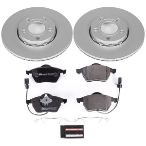 Audi A4 Brake Kit - Front - PowerStop - Genuine Geomet Coated Rotors + ECE-R90 Certified Pads - `99-`04