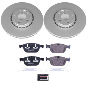 Volvo XC60 Brake Kit - Front - PowerStop - Genuine Geomet Coated Rotors + ECE-R90 Certified Pads - `10-`15