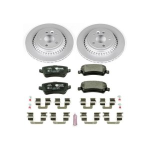 Volvo XC60 Brake Kit - Rear - PowerStop - Genuine Geomet Fully Coated Rotors + ECE-R90 Certified Pads - `10-`17