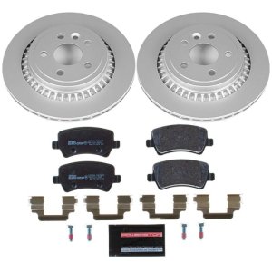 Volvo XC60 Brake Kit - Rear - PowerStop - Genuine Geomet Fully Coated Rotors + ECE-R90 Certified Pads - `10-`17