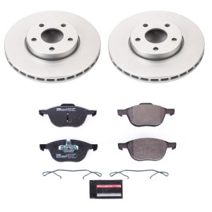 Ford C-Max Brake Kit - Front - PowerStop - Genuine Geomet Coated Rotors + ECE-R90 Certified Pads - `13-`18