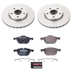 Ford C-Max Brake Kit - Front - PowerStop - Genuine Geomet Coated Rotors + ECE-R90 Certified Pads - `13-`18