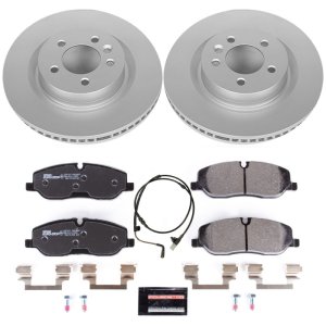 Land Rover Range Rover Sport Brake Pads + Rotors - Front - PowerStop - Euro-Stop: Geomet 360 Coated Rotors + ECE-R90 Certified Pads + Wear Sensors and Stainless-Steel Hardware - `06-`09