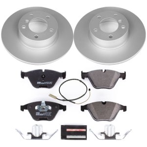 BMW X1 Brake Kit - Front - PowerStop - Genuine Geomet Coated Rotors + ECE-R90 Certified Pads + Hardware + Pad Sensors - `13-`15