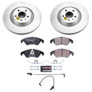 Audi A6 Brake Kit - Front - PowerStop - Genuine Geomet Coated Rotors + ECE-R90 Certified Pads + Hardware Kit - `14-`18