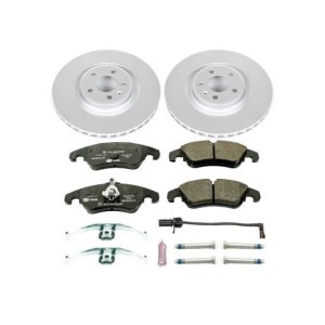 Audi S4 Brake Pads + Rotors - Front - PowerStop - Genuine Geomet Coated Rotors + ECE-R90 Certified Pads - `10-`11