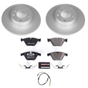 BMW X1 Brake Kit - Front - PowerStop - Genuine Geomet Coated Rotors + ECE-R90 Certified Pads + Hardware Kit - `13-`15