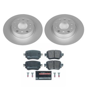 Volkswagen GTI Brake Kit - Rear - PowerStop - Genuine Geomet Coated Rotors + ECE-R90 Certified Pads - `15-`18