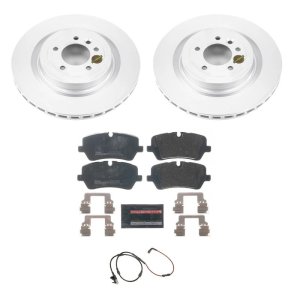Land Rover Range Rover Sport Brake Pads + Rotors - Rear - PowerStop - Euro-Stop: Genuine GEOMET Coated Rotors + ECE-R90 Pads + Sensors & Hardware - `14-`17 Land Rover Range Rover Sport Brake Pads + Rotors - Rear - PowerStop - Euro-Stop: Genuine GEOMET Coated Rotors + ECE-R90 Pads + Sensors & Hardware - `14-`17