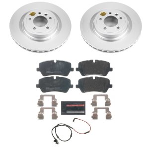 Land Rover Discovery Brake Pads + Rotors - Rear - PowerStop - Euro-Stop, GEOMET 360 Coated Rotors + ECE-R90 Pads + Wear Sensors - 2017