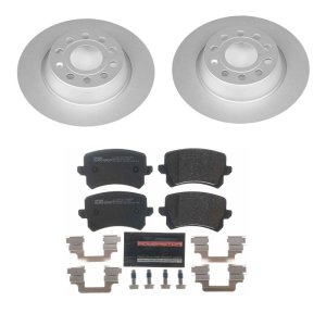 Audi Q3 Brake Kit - Rear - PowerStop - Genuine Geomet Coated Rotors + ECE-R90 Certified Pads - 2015