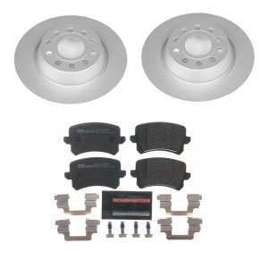 Audi Q3 Brake Kit - Rear - PowerStop - Genuine Geomet Coated Rotors + ECE-R90 Certified Pads - 2015