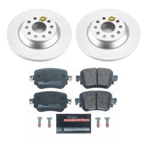 Audi Q3 Brake Kit - Rear - PowerStop - Genuine Geomet Coated Rotors + ECE-R90 Brake Pads - `16-`18