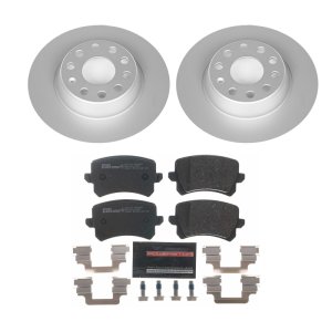 Volkswagen Passat Brake Kit - Rear - PowerStop - Genuine Geomet Coated Rotors + ECE-R90 Certified Pads + Hardware Kit - 2009