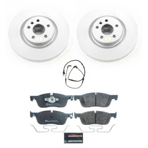 Land Rover Discovery Sport Brake Pads + Rotors - Front - PowerStop - Euro-Stop: GEOMET 360 Coated Rotors + ECE-R90 Pads with Hardware & Wear Sensors - `15-`19