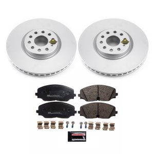 Volkswagen Atlas Brake Kit - Front - PowerStop - Genuine Geomet Coated Rotors + ECE-R90 Certified Pads - `18-`20