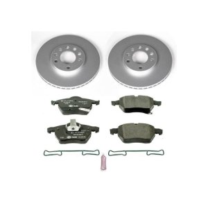 Saab 9-3 Brake Kit - Front - PowerStop - Genuine Geomet Fully Coated Rotors + ECE-R90 Certified Pads - `99-`03