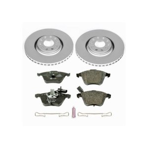 Audi A6 Brake Kit - Front - PowerStop - Genuine Geomet Coated Rotors + ECE-R90 Brake Pads - `02-`04