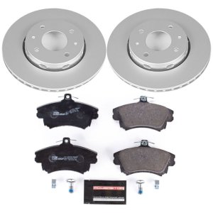 Volvo S40 Brake Kit - Front - PowerStop - Genuine Geomet Coated Rotors + ECE-R90 Certified Pads - `00-`04