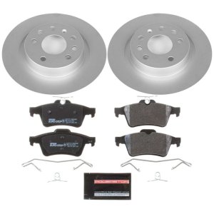 Saab 9-3 Brake Kit - Rear - PowerStop - Genuine Geomet Coated Rotors + ECE-R90 Certified Pads - `03-`11