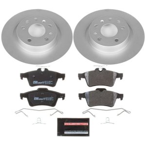 Saab 9-3 Brake Kit - Rear - PowerStop - Genuine Geomet Coated Rotors + ECE-R90 Certified Pads - `03-`11