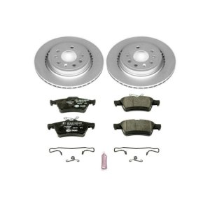 Saab 9-3 Brake Kit - Rear - PowerStop - Genuine Geomet Coated Rotors, ECE-R90 Certified Pads w/ Hardware - `03-`11