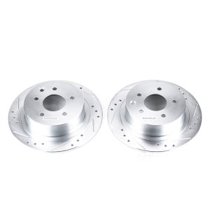 Nissan Altima Brake Rotors (2) - Rear - PowerStop - Evolution Drilled & Slotted - Silver - `02-`18