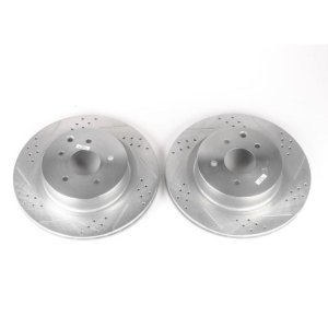Infiniti G35 Brake Rotor (2) - Rear - PowerStop - Evolution Drilled & Slotted - Silver Zinc - `03-`04