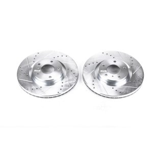 Infiniti M45 Brake Rotor (2) - Front - PowerStop - Evolution Drilled & Slotted - Silver Zinc - `06-`10