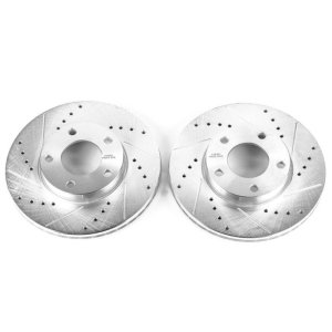 Mazda 3 Brake Rotors (2) - Front - PowerStop - Evolution Drilled & Slotted - Silver - `04-`13 Mazda 3 Brake Rotors (2) - Front - PowerStop - Evolution Drilled & Slotted - Silver - `04-`13