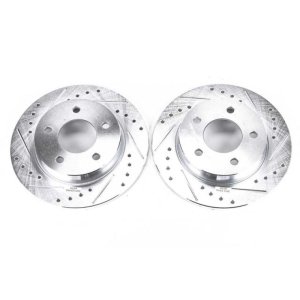 Mazda 3 Brake Rotors (2) - Rear - PowerStop - Evolution Drilled & Slotted - Silver - `04-`13 Mazda 3 Brake Rotors (2) - Rear - PowerStop - Evolution Drilled & Slotted - Silver - `04-`13