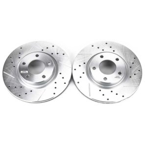 Mazda 3 Brake Rotors (2) - Front - PowerStop - Evolution Drilled & Slotted - Silver - `04-`13 Mazda 3 Brake Rotors (2) - Front - PowerStop - Evolution Drilled & Slotted - Silver - `04-`13