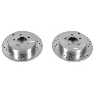 Mitsubishi Endeavor Brake Rotor (2) - Rear - PowerStop - Evolution Drilled & Slotted - Silver - `04-`08