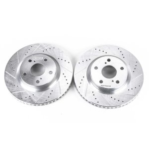 Lexus ES300h Brake Rotors (2) - Front - PowerStop - Evolution Drilled & Slotted - Silver Zinc - `13-`18