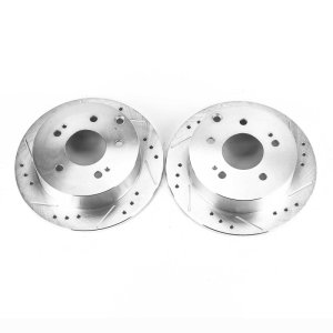 Mitsubishi Galant Brake Rotor (2) - Rear - PowerStop - Evolution Drilled & Slotted - Silver - `04-`12 Mitsubishi Galant Brake Rotor (2) - Rear - PowerStop - Evolution Drilled & Slotted - Silver - `04-`12