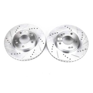 Hyundai Elantra Brake Rotors (2) - Front - PowerStop - Evolution Drilled & Slotted - Silver - `09-`12
